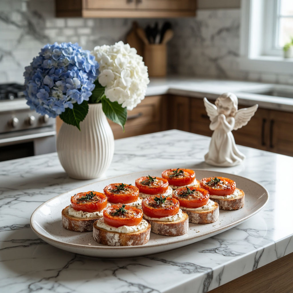 Брускетта с запечёнными томатами и страчателлой: праздник для вашего стола